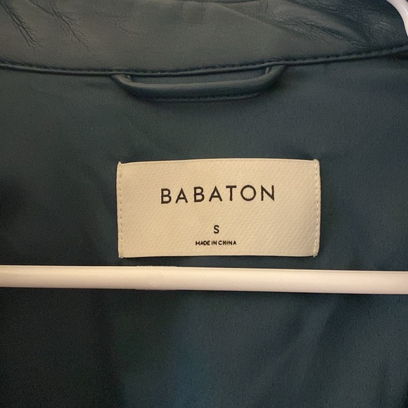 Aritzia Babaton Leather Pelli Shirt Jacket- BLUE/GREEN COLOR- SMALL - Picture 3 of 4